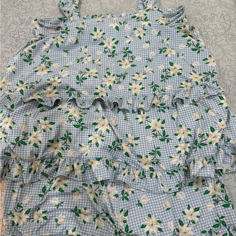 Floral Blue Gingham Ruffle Pajamas - Draper James